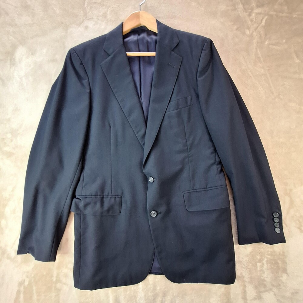 Hertling Suit Jacket Mens 42 Blue Single Vent Two Button Sport Coat Notch Lapel